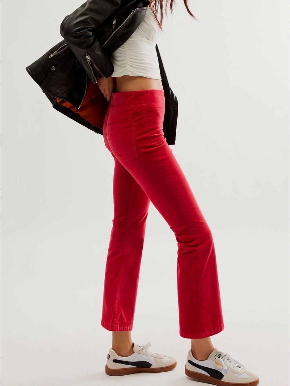 NWOT Free People In My Feelings Velvet Crop Slim Flare Pants